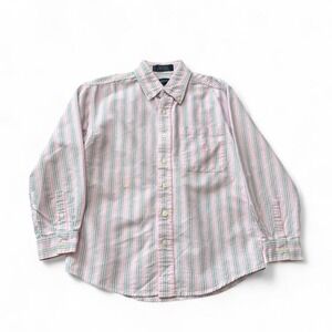 Vintage‎ 90s Izod Pink Striped Button Up Shirt, Boys Size S